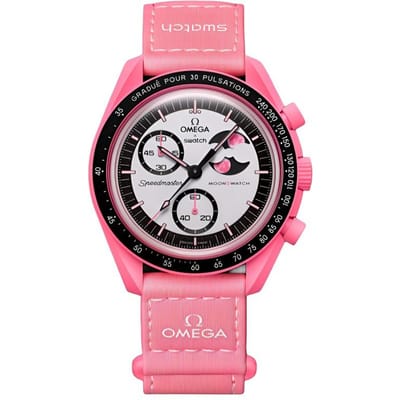 Swatch x Omega Bioceramische Maanmissie Naar de Roze Maan Unisex Horloges SO33P700 White Dial pink