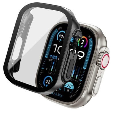 Screen protector - Geschikt voor Apple Watch Ultra / Ultra 2 / Ultra 3 / Ultra 4 - 49 mm - Full Cover Hard Case / Beschermend Hoesje - Zwart