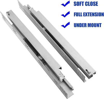 Ladegeleiders Onderbouw - Verborgen Rails - Laden Monteren - Soft Close Functie - 21 Inch - Zilver