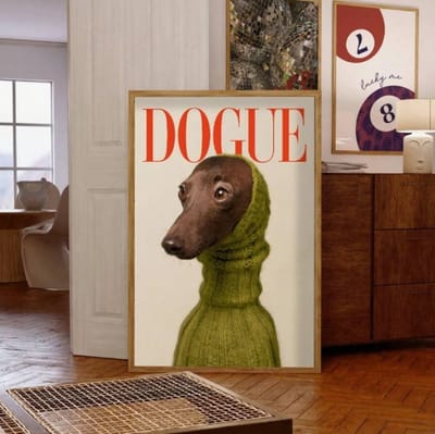 Canvas poster - Honden poster - Mode poster - Dogue stijl - Humoristische dieren poster - Huis decoratie - 30x40 cm - Zonder lijst - Moderne wanddecoratie - Trendy