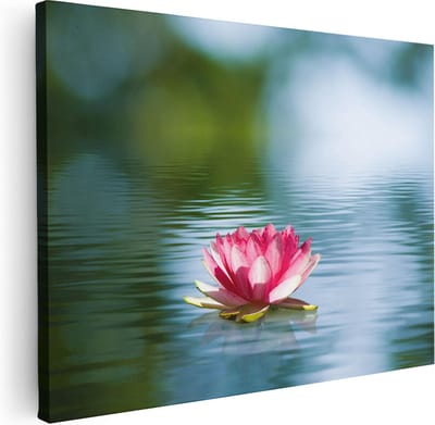 Artaza Canvas Schilderij Lotusbloem - 40x30 cm - Klein - Muurdecoratie Water - Wanddecoratie Woonkamer - Kamer Accessoires