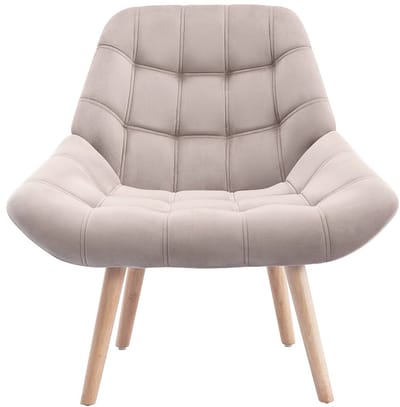 Vente-unique Fauteuil van beige fluweel - LUOSTO