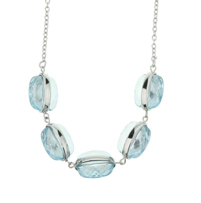 Behave - Korte ketting met lichtblauwe stenen - Nikkelvrij - 39cm + verlengketting