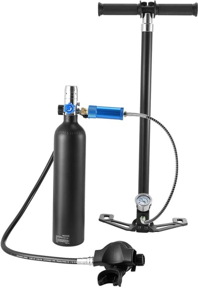 Draagbare duiktank 1L – Duikfles met zuurstof voor 15–20 minuten ademhaling onder water, geschikt voor dieptes tot 30 meter (98,43 ft)