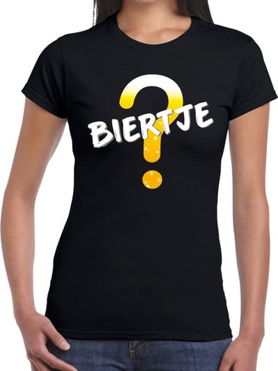 Biertje tekst t-shirt zwart dames S