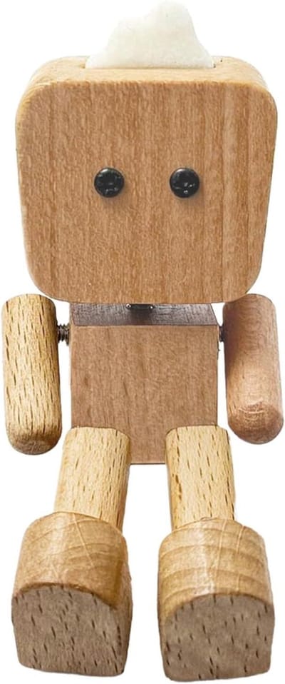Houten Robot Luchtverfrisser - Ventilatie Geurclip - Auto Interieur Verfrissen - Handgemaakt Design - 6 x 3.7 cm - Houtkleur