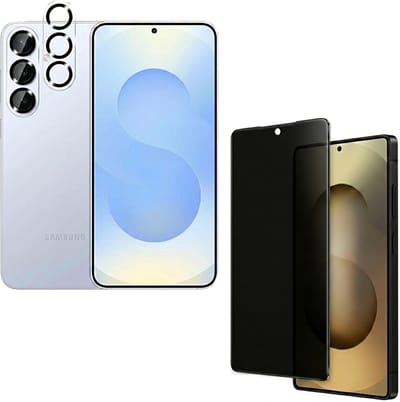 Casemania Set van Prive Glas Screenprotector en Camera Lens Shield Geschikt voor Samsung Galaxy S26 - Gehard Prive Glas Screenprotector en Camera Lens Protector Shield - Volledig Bescherming Set
