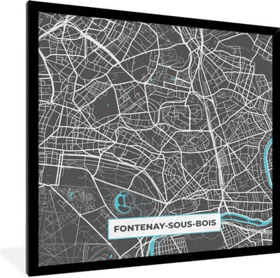 Fotolijst incl. Poster - Fontenay-sous-Bois - Frankrijk - Kaart - Plattegrond - Stadskaart - 40x40 cm - Posterlijst