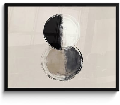 Poster in lijst - Fotolijst 80x60 cm - Posters - Cirkels - Strepen - Minimalistisch - Zwart - Posterlijst zwart - Decoratie - Wanddecoratie woonkamer - Muurdecoratie slaapkamer