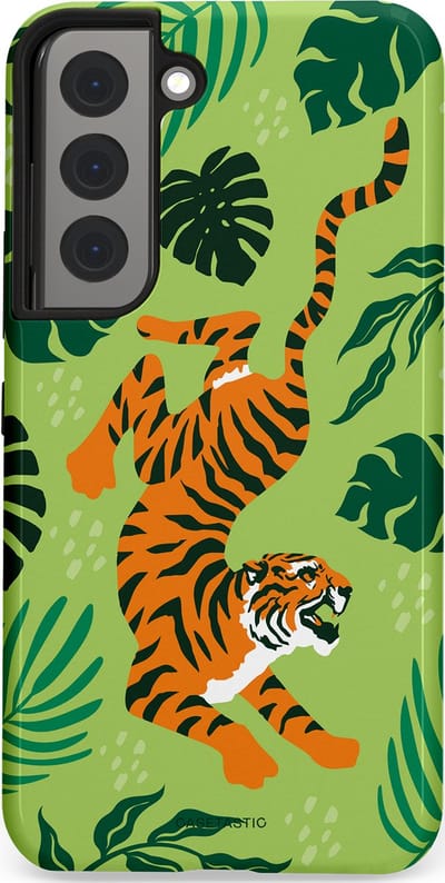 Casetastic Hoesje Geschikt voor Samsung S22 - Stijlvolle Beschermende Duo-layer Case - Tijgerwoud