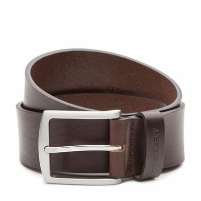 DTCH.FIT Herenriem Leer Levi - Riem Donkerbruin - Jeans Broekriem - Riemmaat 85cm - Totale lengte 100cm