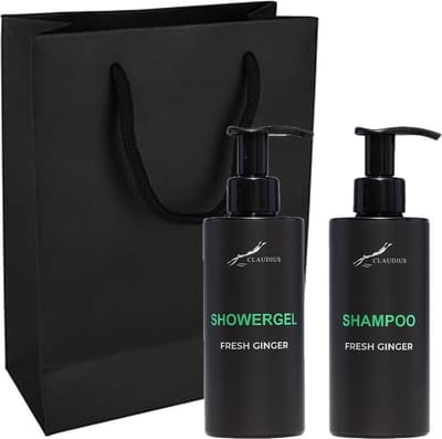 Douchepakket Fresh Ginger - Showergel + Shampoo - 300 ml per fles - set van 2 stuks - met luxe gift tas - cadeau - giftset voor hem en haar