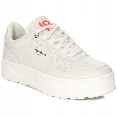 Pepe Jeans Kore Love - Dames Sportschoenen - Wit - Leren Bovenmateriaal
