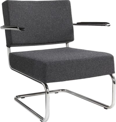 Design stoel of fauteuil gestoffeerd met wollen viltstof kleur antraciet