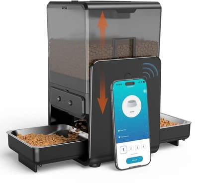Pelor Smart Automatische Kattenvoeder 5L met App - Dubbele Voerbak voor 2 Katten - Timer - LCD Display - Verstelbare Hoogte