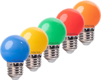 Gekleurde lampen E27 – 40 stuks – LED prikkabel lampen – gekleurde lampen met grote fitting – buiten verlichting set - 5 kleuren lampen