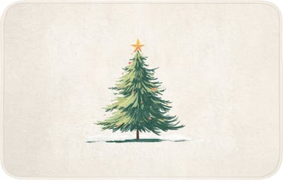 WC mat 80x50 cm - Antislip - Kerstboom - Illustratie - Ster - Sneeuw - Toiletmat - Vloermat - Douchemat - Toilet tapijt - Toiletmatten