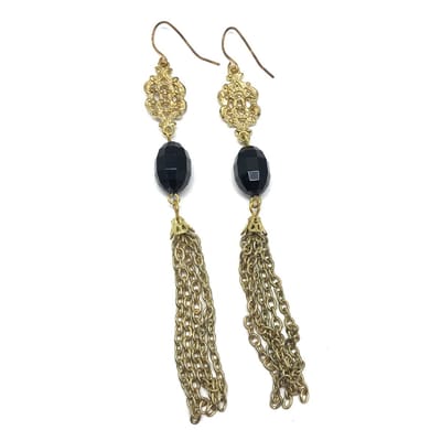 Behave - Oorhangers goudkleur druppelvorm zwart accent - Avondstijl