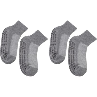 Lot de 2 paires de chaussettes larges avec poignées, respirantes, antidérapantes, coupe ample, pour personnes âgées, obèses, d'âge moyen, foncées Large gray