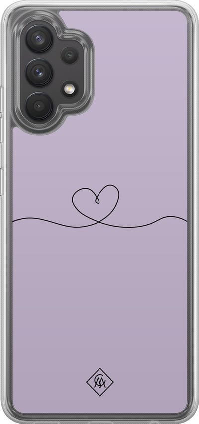 Casimoda® hoesje - Geschikt voor Samsung Galaxy A32 4G - Hart Lila - 2-in-1 case - Schokbestendig - Illustratie - Verhoogde randen - Paars, Transparant
