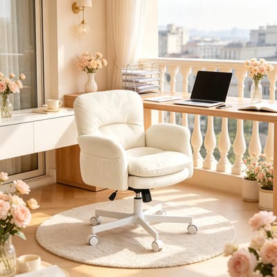 MIVRAY Draaibare Accentstoel 71 x 68 x 84,5-92,5 cm - Ergonomisch En Comfortabel - Voor Eetkamer En Woonkamer - Chenille Beige