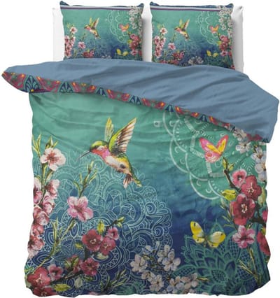 Sleeptime Brenda Dekbedovertrekset - Tweepersoons - 200x200/220 + 2 kussenslopen 60x70 - Blauw