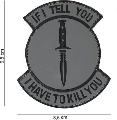 101 Inc Embleem 3D Pvc If I Tell You Grijs  Zwart  16092