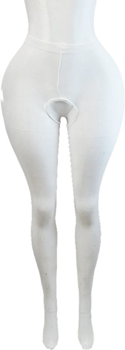 BamBella ® - Panty -Onesize - open kruis hoge kousen broek Dames - Onesize - sexy Erotische lingerie van kant zwart wit