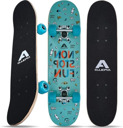 Kinderskateboard Compleet - Beginnersboard Kinderen - Leren Skaten - Aluminium Assen - 61 x 15 cm - FunFun