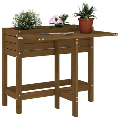 vidaXL - Plantenbak - met - inklapbaar - tafelblad - grenenhout - honingbruin