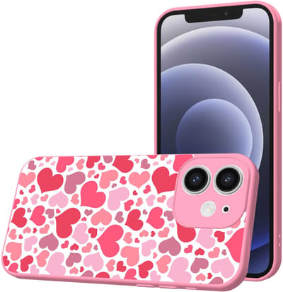 Smartphonica Telefoonhoesje Geschikt voor iPhone 12 met Hartjes opdruk - TPU Back Cover Case Hearts Design - Roze geschikt voor iPhone 12