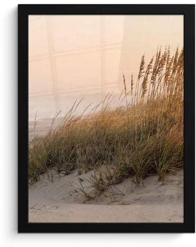 Poster in lijst - Fotolijst 30x40 cm - Posters - Duinlandschap - Zonsondergang - Strand - Posterlijst zwart - Decoratie - Wanddecoratie woonkamer - Muurdecoratie slaapkamer