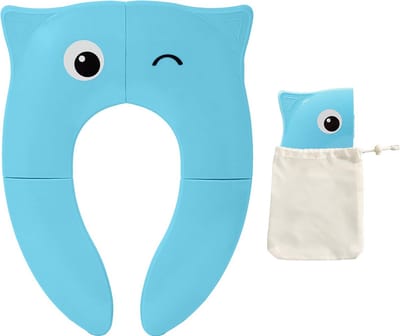 Toilet Zindelijkheidstraining Stoelhoes - Opvouwbare Antislip Siliconen Pads voor Kinderen - Draagbare Toiletbril met Draagtas (Blauw)