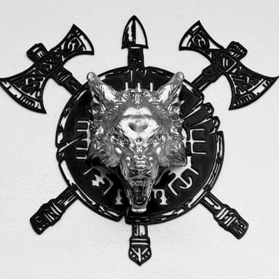 Viking Wolf Wanddecoratie Fenrir Schild Noors Fenrir Schild Fenrir Wanddecoratie Fenrir Schild En Bijlen Fenrir Wandaccessoire | Zilver