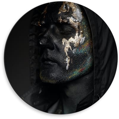 Dibond Wandcirkel - Man van Glitter - 50x50cm Foto op Aluminium Wandcirkel (met ophangsysteem)