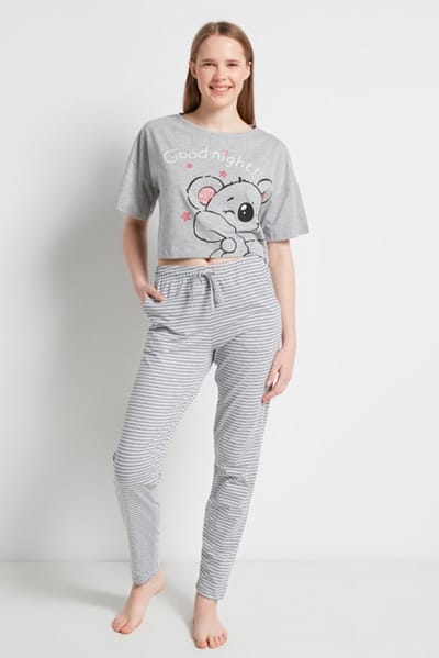 Vienetta | lange damespyjama | grijs | XL