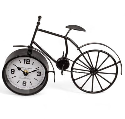 OmGoods - Dailygoody - Retro fiets-tafelklok - Uniek design - Zwart - Vintage charme - Ideaal voor liefhebbers van retro stijl - Perfect voor elke kamer