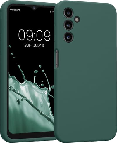 kwmobile telefoonhoesje geschikt voor Samsung Galaxy A14 5G - TPU backcover met siliconen coating - Smartphone case in dennengroen