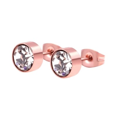 Aramat Jewels | Oorbellen | Rosékleurige kristallen oorbellen – 7 mm | | | |7mm | Staal | Kinderen, Volwassenen | Verkleurd niet