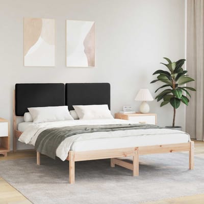 vidaXL - Bedframe - met - Gevoerde - Hoofdbord - Zwart - 160 - x - 200 - cm