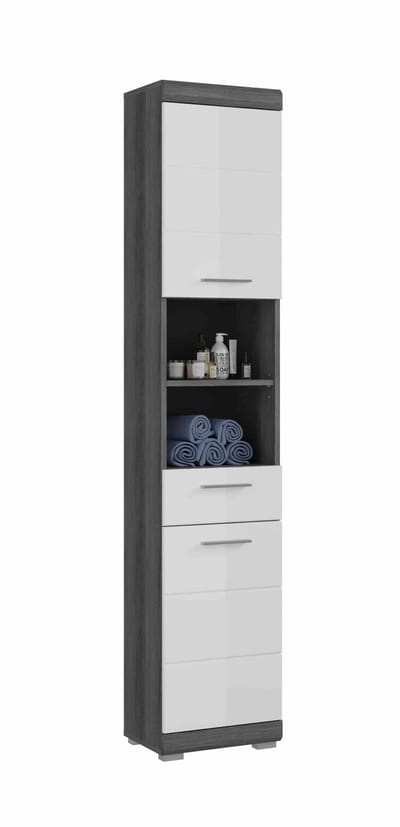 Scout hoge kast wit hoogglans MDF TZ rook zilver NB - 31x37x191cm