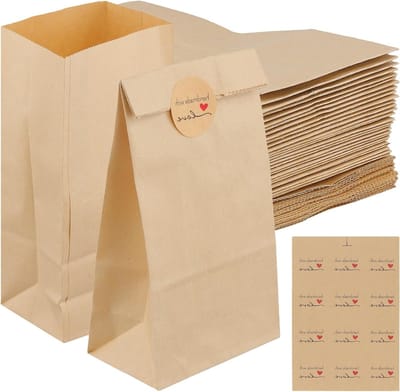 300Pcs Kleine Kraftpapier Zakken 9x5.5x18Cm - Opvouwbare Bruine Papieren Zak Voor Snoep, Snacks en Geschenken op Verjaardagsfeesten