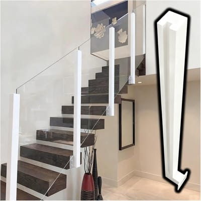 Glazen Balustrade Paal - Terras Reling - Buiten Beveiligen - Verstelbare Hoogte - 60-150 cm - Wit