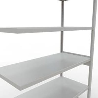 Schulte Lagertechnik MULTIplus 250 boutloos rekkensysteem, boutloze aanbouwstelling, lengte bout, 2500x1300x600 mm, 6 legborden, lichtgrijs