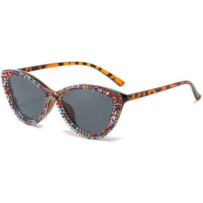 Cat Eye Zonnebril Diamant Mode Zonnebrillen Voor dames Zwart Glas Sexy Vrouwelijke Buiten Vintage Brillen Schaduwen UV400
