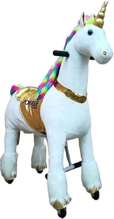 Pony Ride, rijdend speelgoed eenhoorn Goud , SMALL