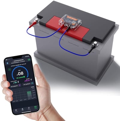 12V Bluetooth 4.2 Batterijbewaker DC 6V-20V Batterijmonitor Bewaking Batterijstatus in realtime met beveiliging tegen kortsluiting en omgekeerde polariteit Abnormale waarschuwing.