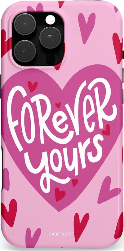 Casetastic Hoesje Geschikt voor Apple iPhone 16 Pro Max Magsafe - Stijlvolle Beschermende Duo-layer Case - Voor Altijd - Roze Rood Paars - Forever Yours - Valentine