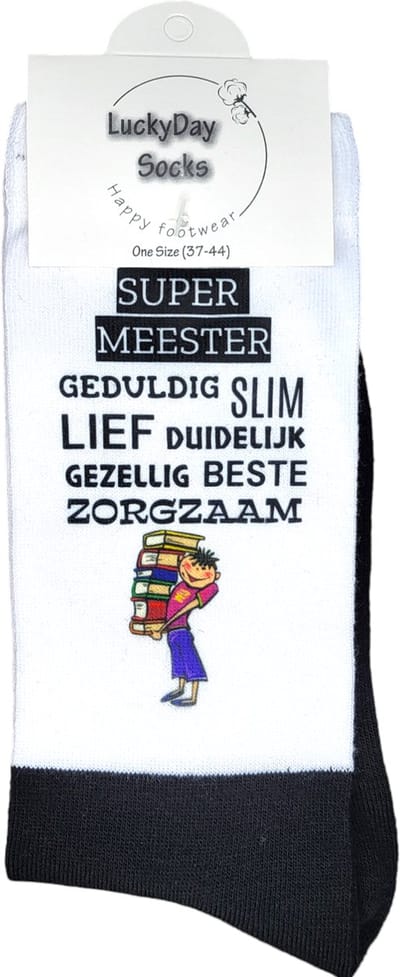 Bedankt Meester cadeautje - Afscheid Meester cadeau - Leraar cadeau - Afscheidscadeau - Einde schooljaar - School cadeau voor Meester - grappige cadeau voor meester - Leuke sokken voor meester - Maat 37-44