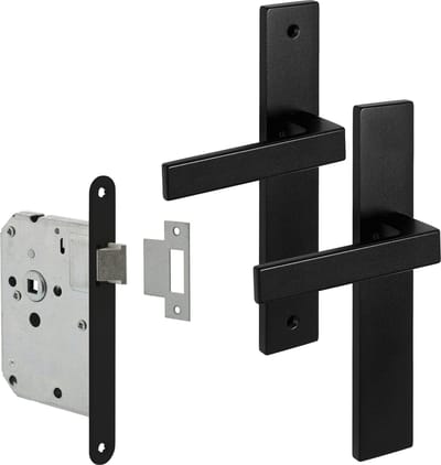 Eliot® deurklink op schild - blind - incl. loopslot - mat zwart